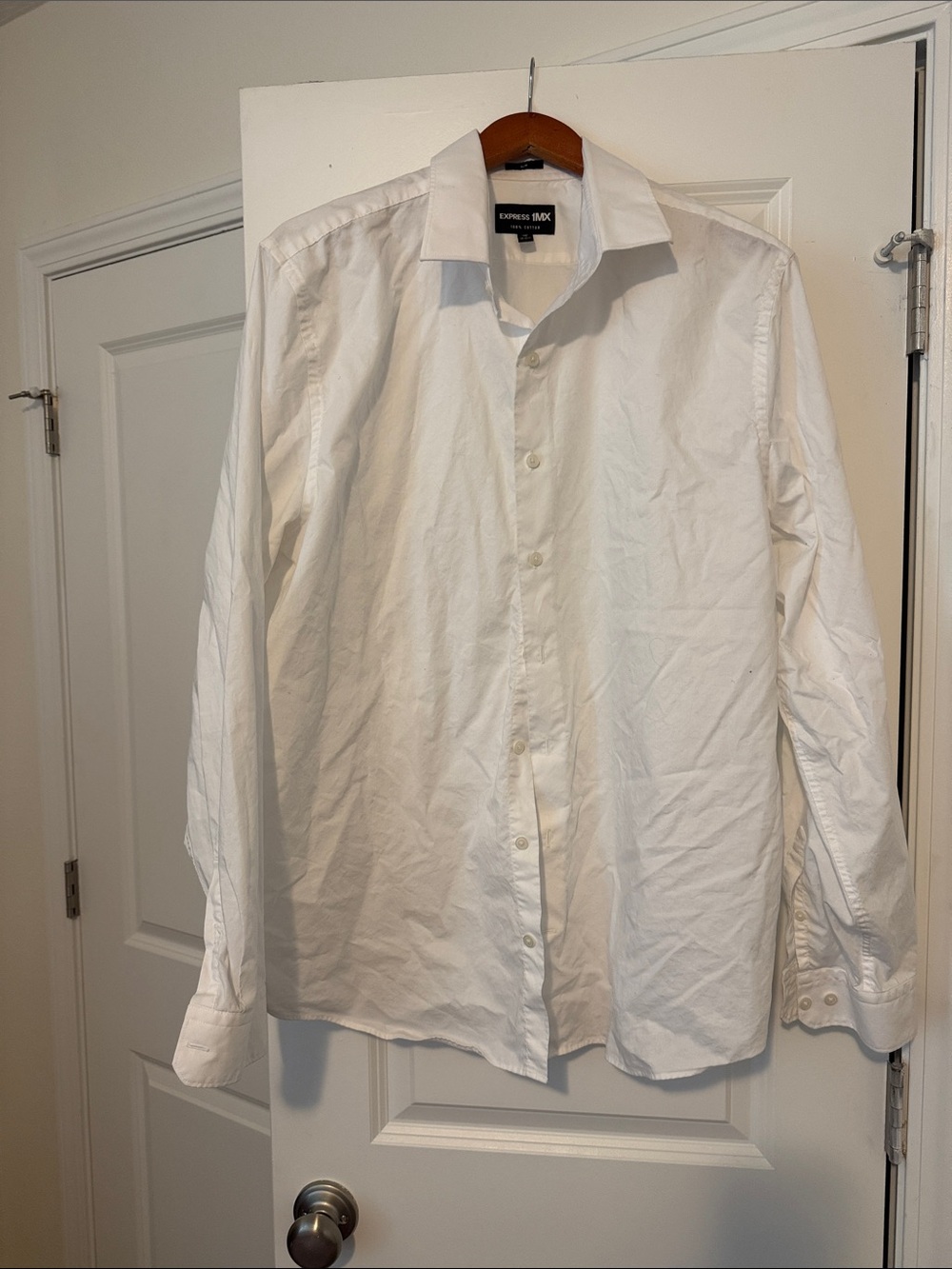 Express White Men's Long-Sleeve Dress Shirt